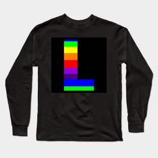 The Letter L in Rainbow Stripes Long Sleeve T-Shirt